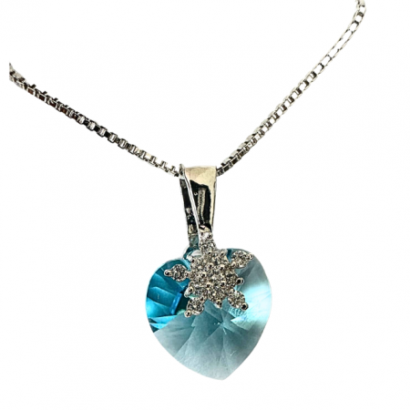 Seturi cu cristale - Colier BRIGHT LOVE bleo aquamarine cu elemente Swarovski, placat cu aur 18k