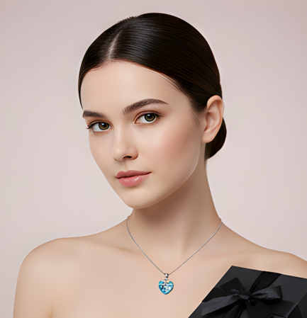 Colier BRIGHT LOVE bleo aquamarine cu elemente Swarovski, placat cu aur 18k [2]