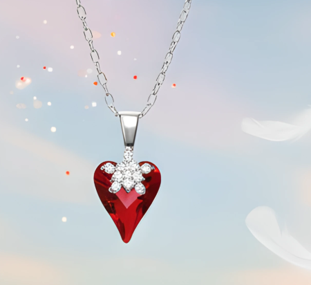 Colier  RED HEART cu cristale, placat cu aur 18k - Accesoriu Luxury al Iubirii [6]