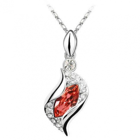 Valentine's Day - Colier cu cristale Water Drop rosu placat cu aur galben