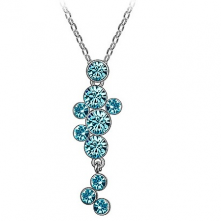 Colier SMILEY cu cristale bleo aquamarine, placat cu aur alb 18k [0]