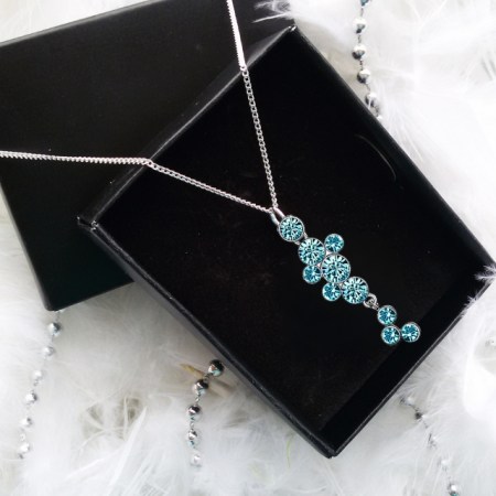 Colier SMILEY cu cristale bleo aquamarine, placat cu aur alb 18k [1]