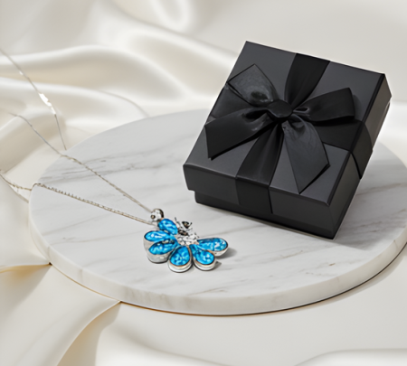 Colier delicate swan albastru Aquamarine cu cristale [5]