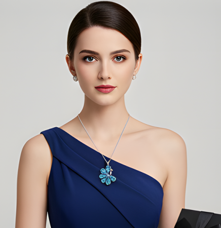 Seturi cu cristale - Colier delicate swan albastru Aquamarine cu cristale