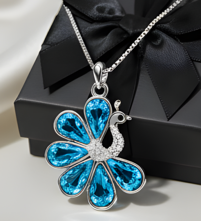 Colier delicate swan albastru Aquamarine cu cristale [3]