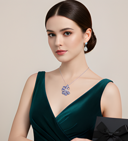 Colier delicate swan violet inchis cu cristale si placat cu aur [2]