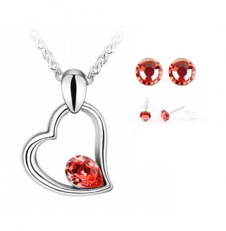 Colier EXPENSIVE HEART  rosu cu cristale [3]