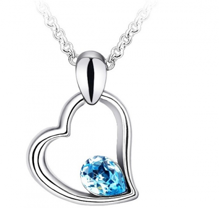 Colier EXPENSIVE HEART  bleo-aquamarine cu cristale [0]