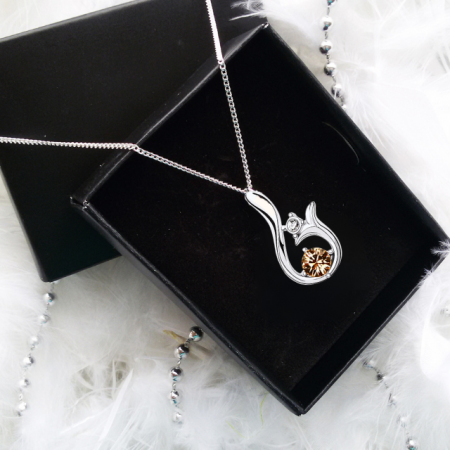 Colier Glamour Galben cu cristale, placat cu aur alb 18k [1]