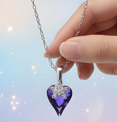 Colier  VIOLET HEART cu cristale, placat cu aur 18k - Accesoriu Luxury al Iubirii [10]