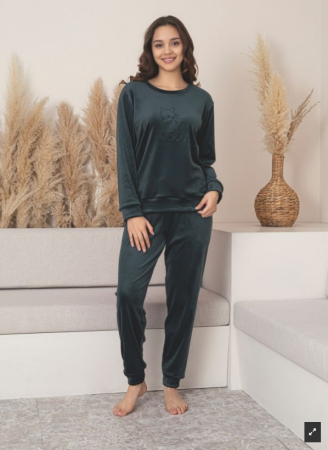Pijamale de dama - Compleu catifea damă BAK812 visiniu – Confort, stil și eleganță