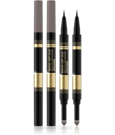 Make-up ochi - Creion -pudră pentru sprâncene 2 în 1 Eveline Cosmetics Brow Art DU0 Waterproof  medium