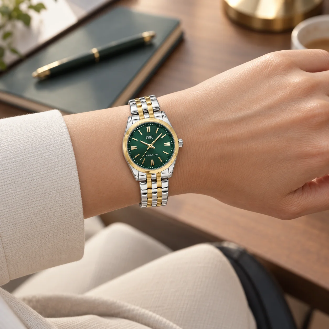 Daniel Klein D2K DK.1.14458-7 - Ceas dama quartz verde, auriu si argintiu [2]