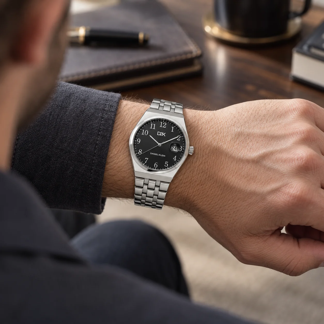 Daniel Klein D2K DK.1.14471-8 - Ceas barbatesc quartz argintiu [2]