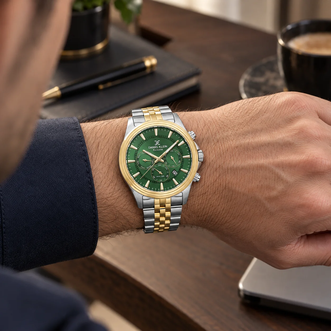 Daniel Klein Exclusive DK.1.14345-5 - Ceas barbatesc quartz verde, auriu si argintiu [2]