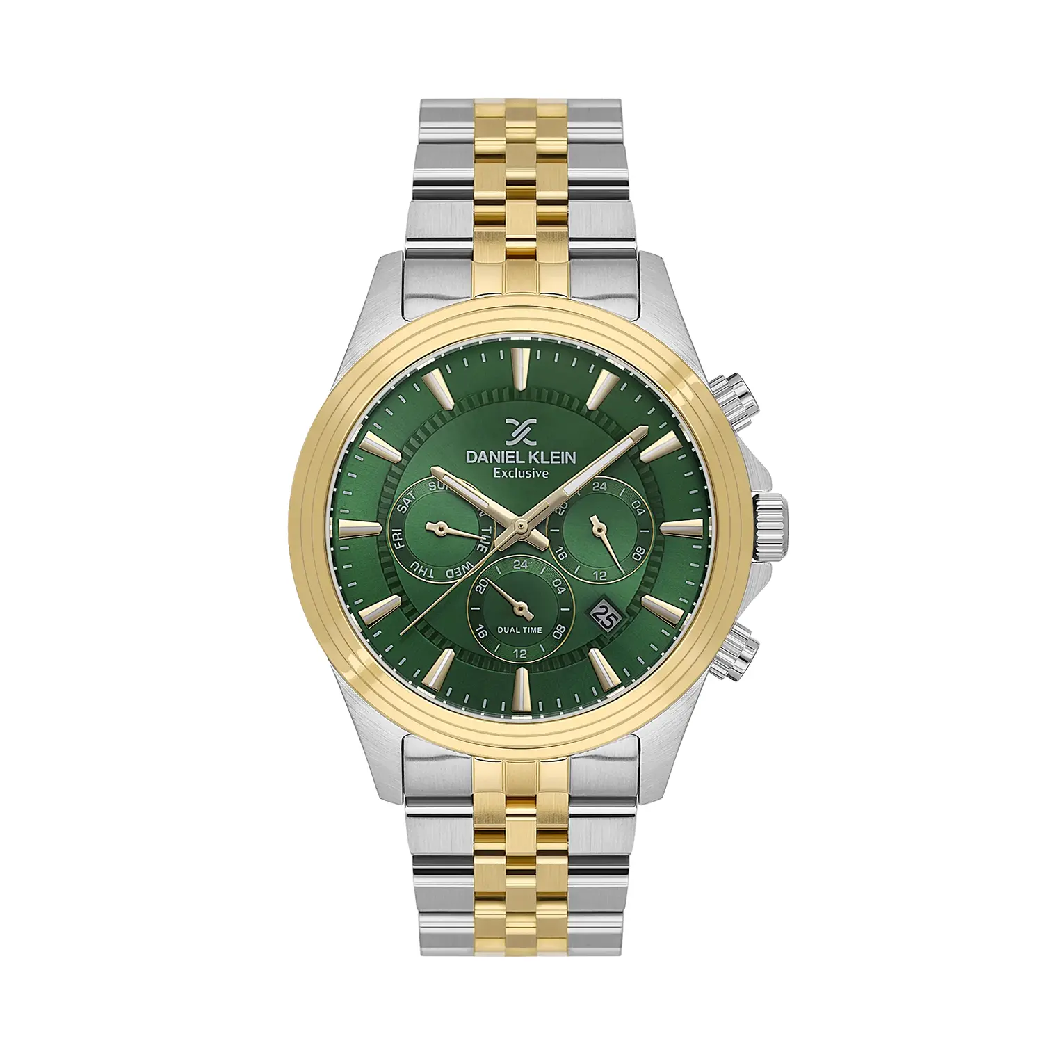 Ceasuri si Ochelari - Daniel Klein Exclusive DK.1.14345-5 - Ceas barbatesc quartz verde, auriu si argintiu