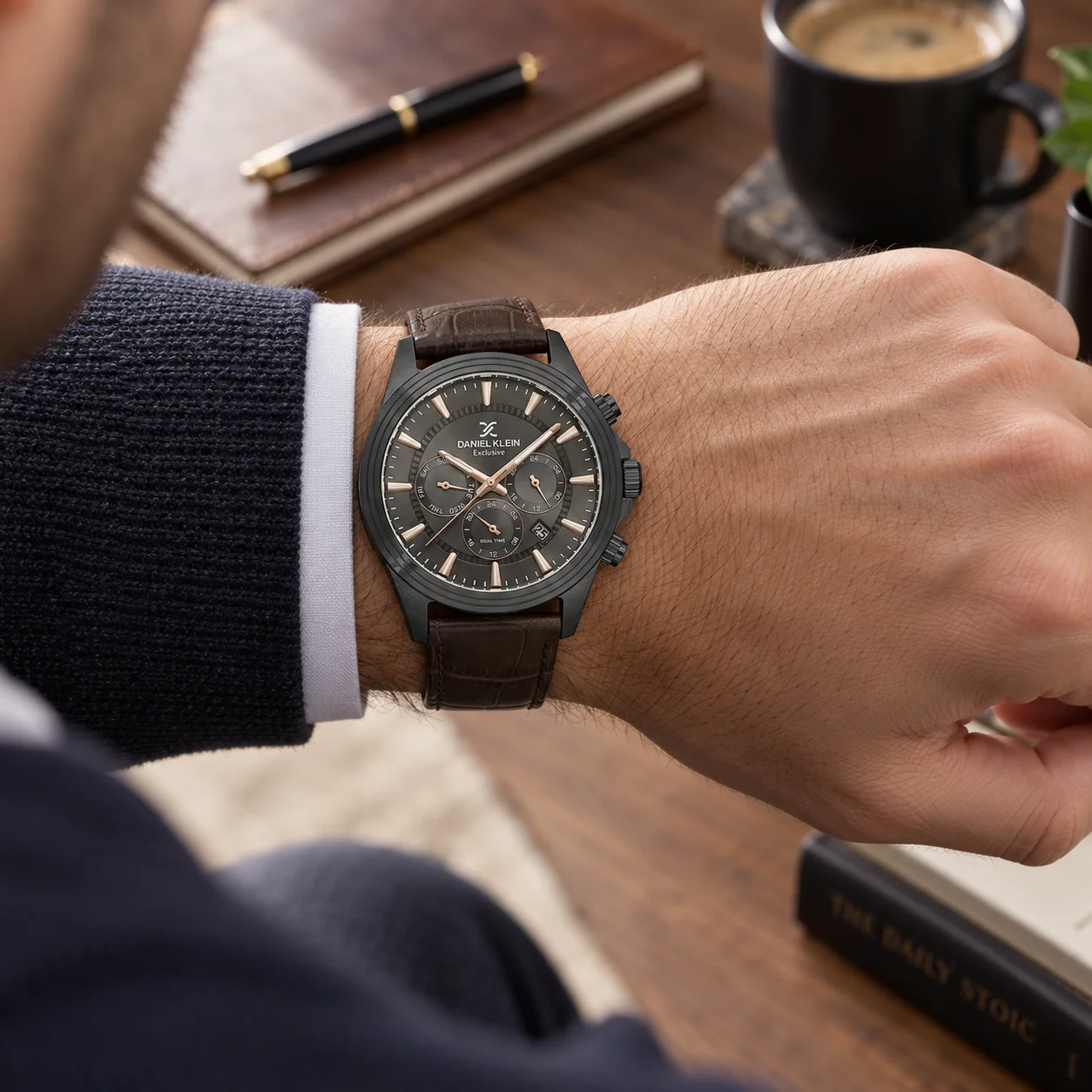 Daniel Klein Exclusive DK.1.14346-6 - Ceas barbatesc quartz maro [2]