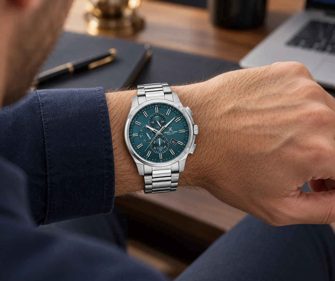 Daniel Klein Exclusive DK.1.14350-4 - Ceas barbatesc quartz argintiu [2]