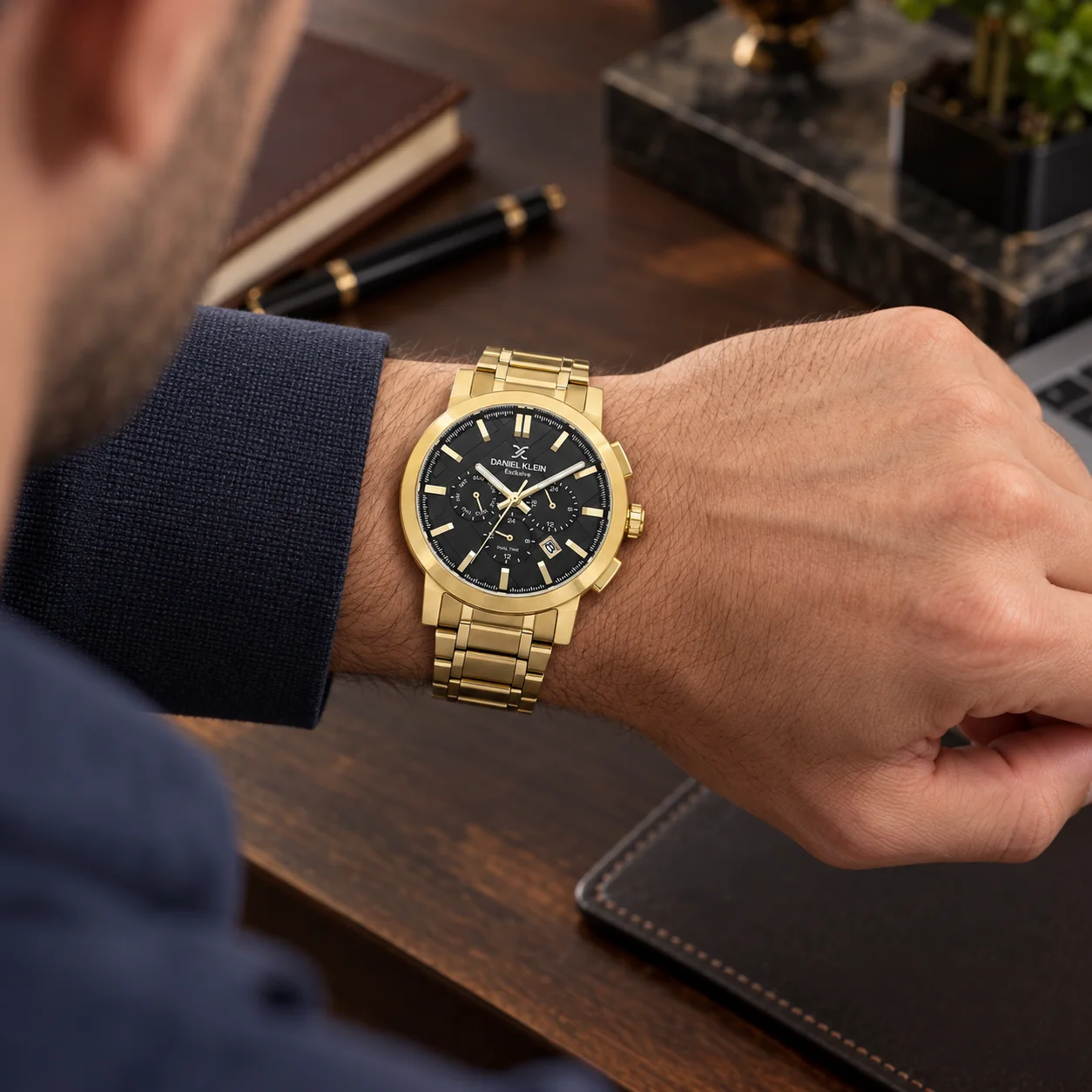 Daniel Klein Exclusive DK.1.14352-4 - Ceas barbatesc quartz auriu [2]