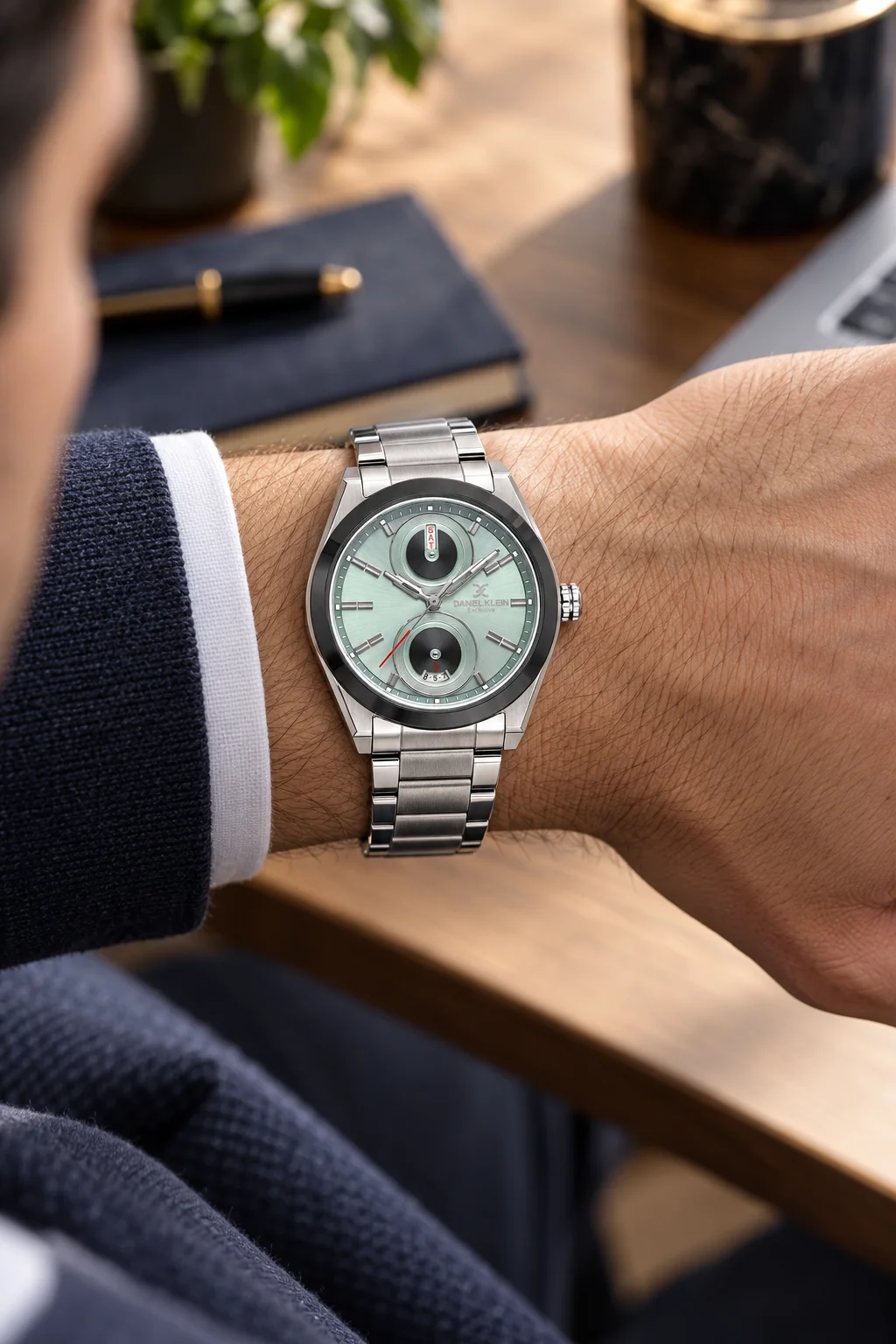 Daniel Klein Exclusive DK.1.14359-5 - Ceas barbatesc quartz argintiu cu cadran mint [2]