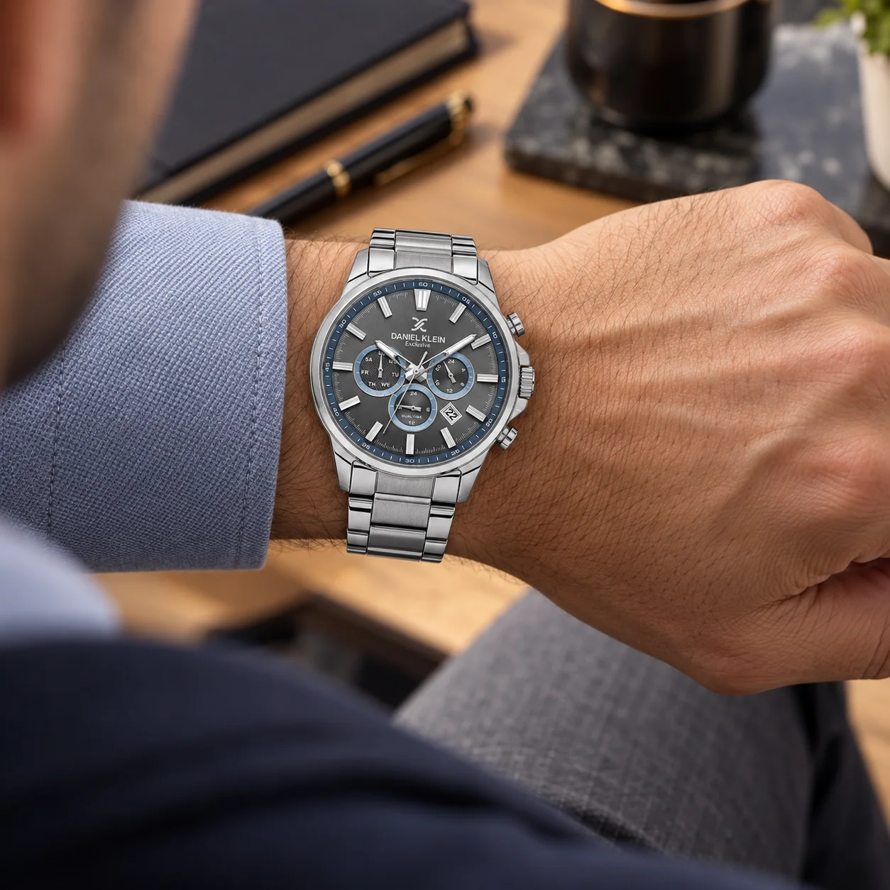 Daniel Klein Exclusive DK.6.14440-4 - Ceas barbatesc quartz argintiu [2]