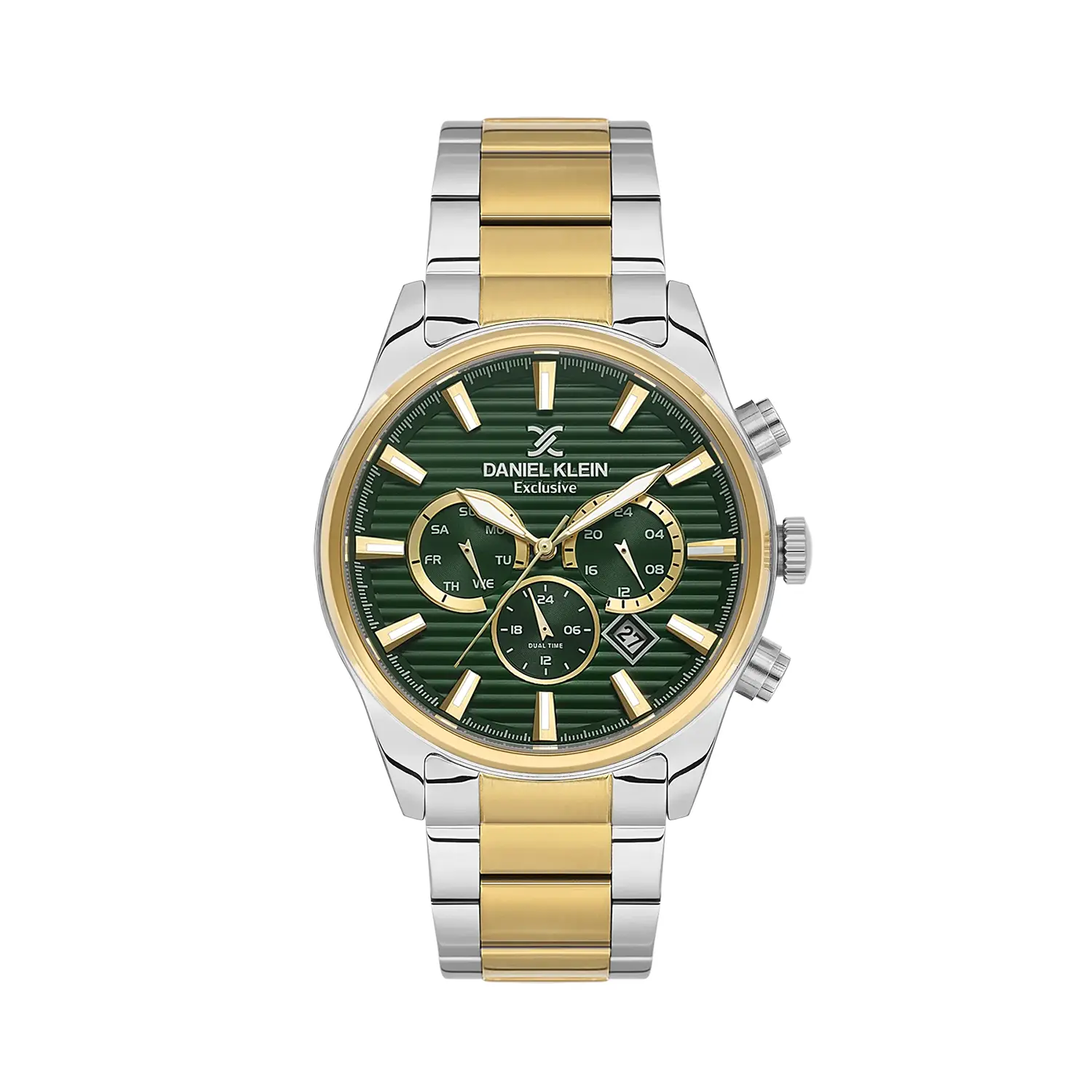 Ceasuri si Ochelari - Daniel Klein Exclusive DK.6.14443-4 - Ceas barbatesc quartz verde, auriu si argintiu