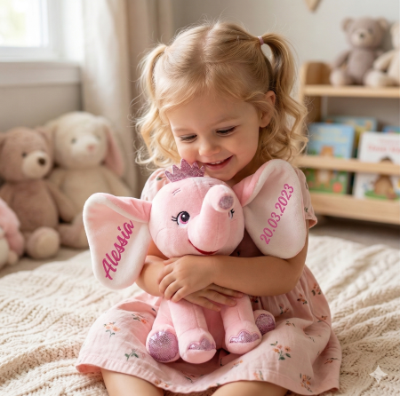 Jucării Personalizate - Elefant Personalizat cu Mesaj – Cadou Aniversar pentru Copii | e-CADOU