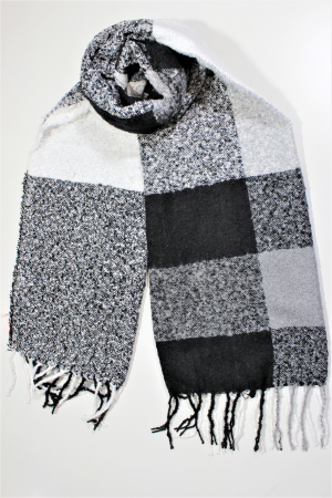 Esarfa de dama in dungi, din lana si vascoza, 70x190 cm,perfecta pentru sezomul toamna-iarna