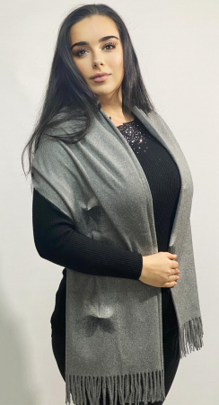 Eșarfă elegantă de damă, lână și vâscoză  70x190 cm, perfectă pentru sezonul toamna-iarnă, un cadou ideal, gri [1]