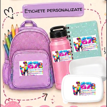 Etichete Școlare cu Nume 67 SixSeven– Stickere Autoadezive pentru Copii ❤️ E-Cadou.com - e-CADOU [1]