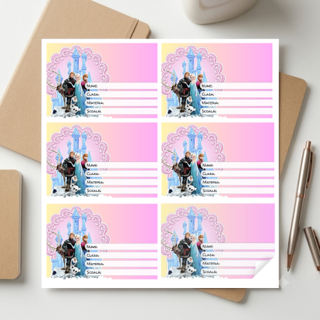 Scoli & Gradinite - Etichete Școlare cu Nume Frozen– Stickere Autoadezive pentru Copii ❤️ E-Cadou.com - e-CADOU