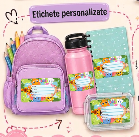Etichete Școlare cu Nume Tematica Animale– Stickere Autoadezive pentru Copii ❤️ E-Cadou.com - e-CADOU [1]