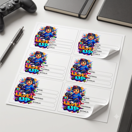 Scoli & Gradinite - Etichete Școlare cu Nume Gaming– Stickere Autoadezive pentru Copii ❤️ E-Cadou.com - e-CADOU