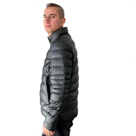 Geaca barbati neagra   groasa cu gluga, matlasata 5123, MID POINT [1]