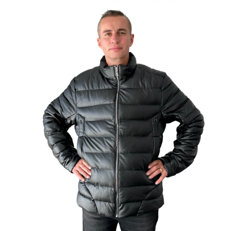 Fashion - Geaca barbati neagra   groasa cu gluga, matlasata 5123, MID POINT