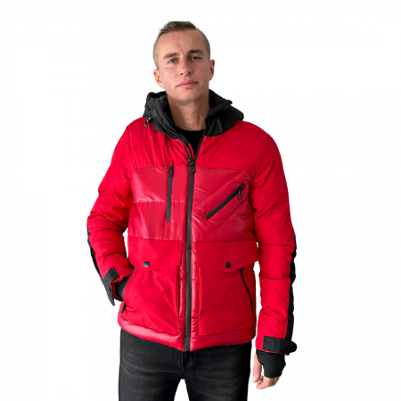 Fashion - Geaca barbati rosie  foarte groasa cu gluga, matlasata 99315-5