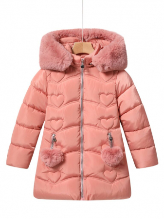 Geaca groasa fete Little HEAR piersica, 104-164, GloStory, GMA-3991 [1]