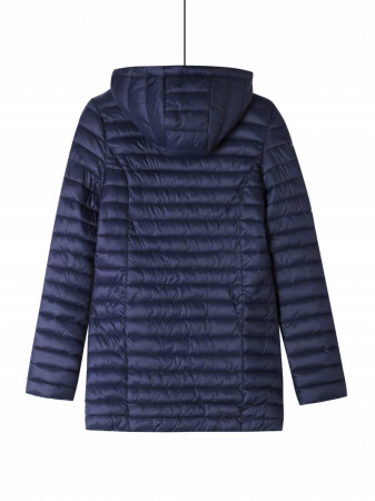 Geaca lunga cu gluga, marime S-2XL, cu vatelina si aspect matlasat GloStory, bleomarin [1]