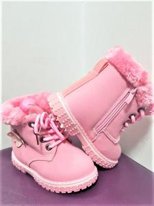 Fashion - Ghete blanite PINK cu blana fete marimi 24, inchidere cu scai si fermoar