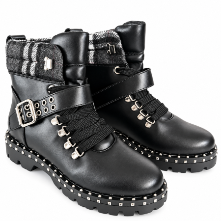 Ghete sport cu tinte de dama cu talpa groasa, negru, H0067-1 [2]