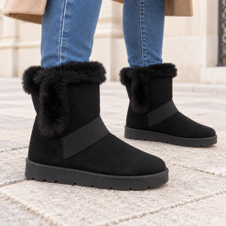 Cizmulite tip UGG blanite,  de dama cu talpa groasa, negre  WDB-21 [2]
