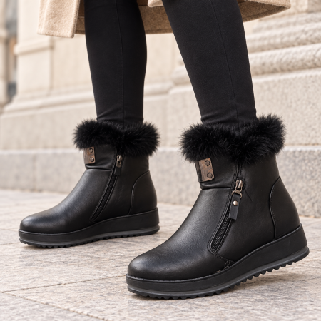 Ghete sport de dama cu talpa groasa, negre 8127 [1]