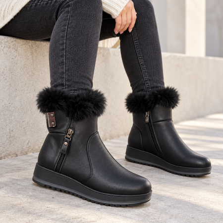 Ghete, botine si cizme - Ghete sport de dama cu talpa groasa, negre 8127
