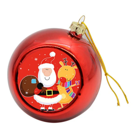 Glob rosu pentru brad  personalizat cu poza Ø 6cm [3]