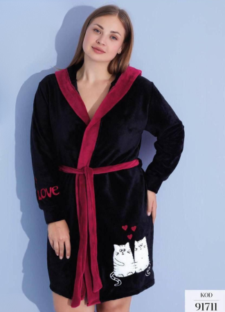 Pijamale de dama groase - Halat de baie foarte gros cu buzunare si cordon in talie, design deosebit, PIJ91711