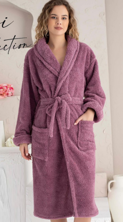 Halat de baie  foarte gros, fara gluga, buzunare si cordon in talie, design deosebit, mov  BAK007 [2]