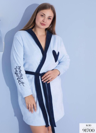 Pijamale de dama groase - Halat de baie gros cu buzunare si cordon in talie, design deosebit, PIJ91700