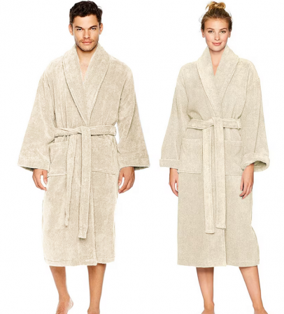 Halat de baie gros fara gluga, buzunare si cordon in talie, hotel quality, unisex, 100% bumbac  CAPPUCCINO [1]