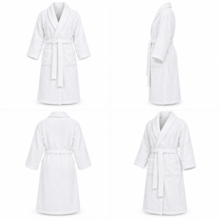 Halat de baie gros fara gluga, buzunare si cordon in talie, hotel quality, unisex, 100% bumbac [5]