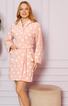 Halat Femei POLAR, culoare roz,  model cu buline, Pufos, PMK_BAKI1003 [1]